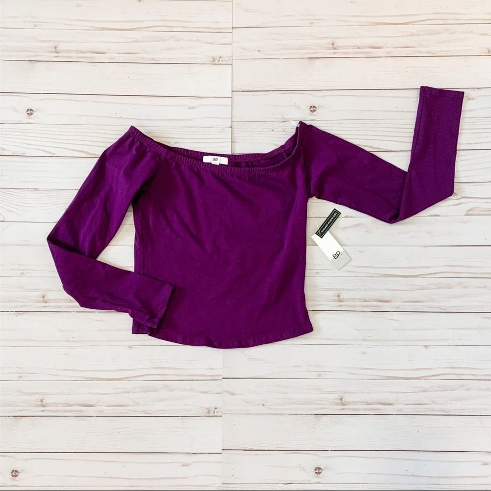 NWT Purple BP. Long Sleeve Crop Top Size Small